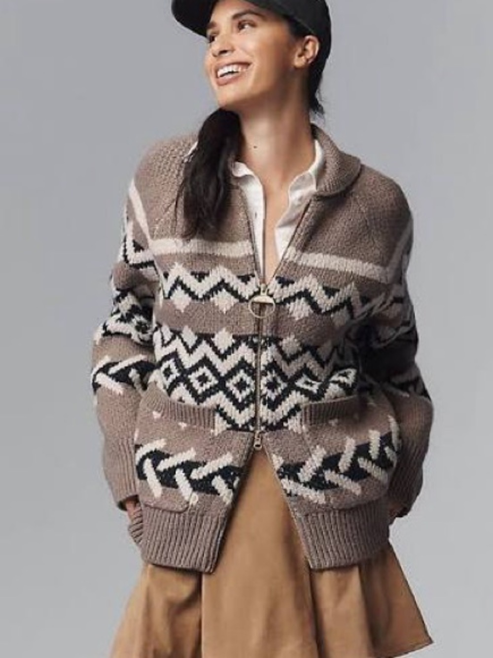 Barbour Klara knit zip cardigan sz 2 free people anthropologie